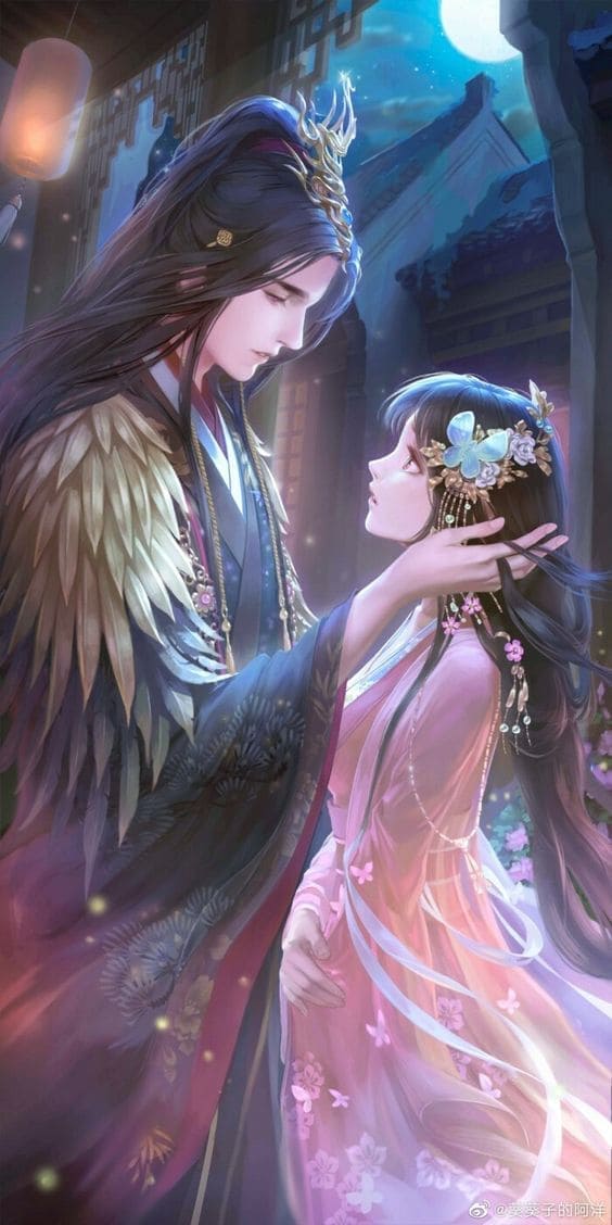 Hình nền điện thoại anime nam đẹp trai tình tứ bên bạn gái