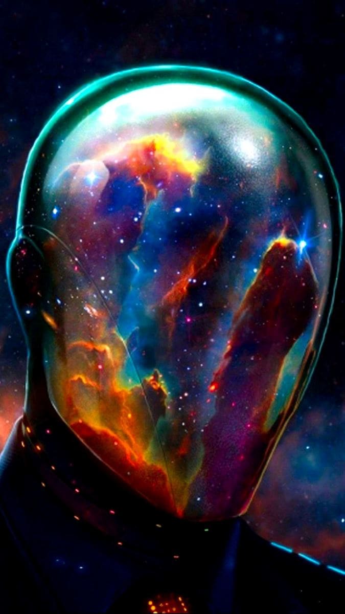 Hình nền điện thoại nghệ thuật mô phỏng đầu người hình bóng đèn