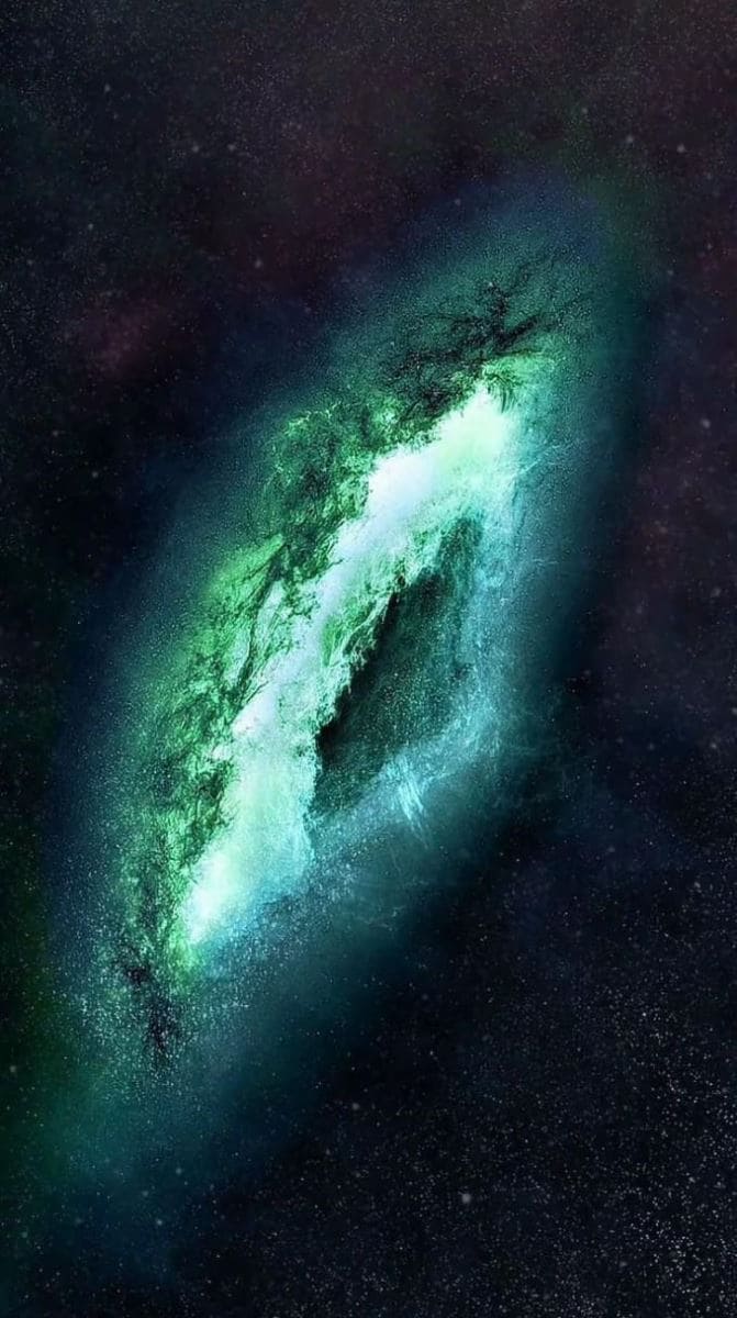 Hình nền điện thoại đẹp về vũ trụ đang phát quang ánh sáng xanh