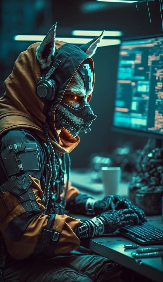 Hình nền điện thoại game thủ với chiếc mặt nạ quáy thú