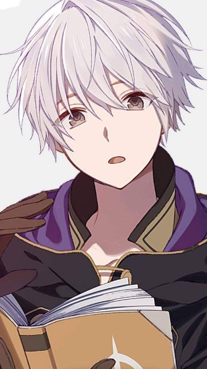 Hình nền điện thoại nam thư sinh anime với cuốn sách trên tay