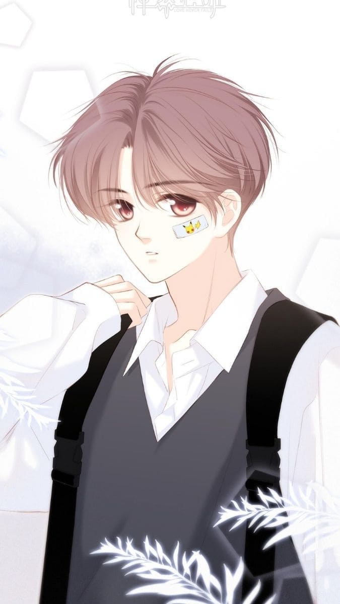 Hình nền điện thoại nam thần anime với hình dán cute trên gương mặt