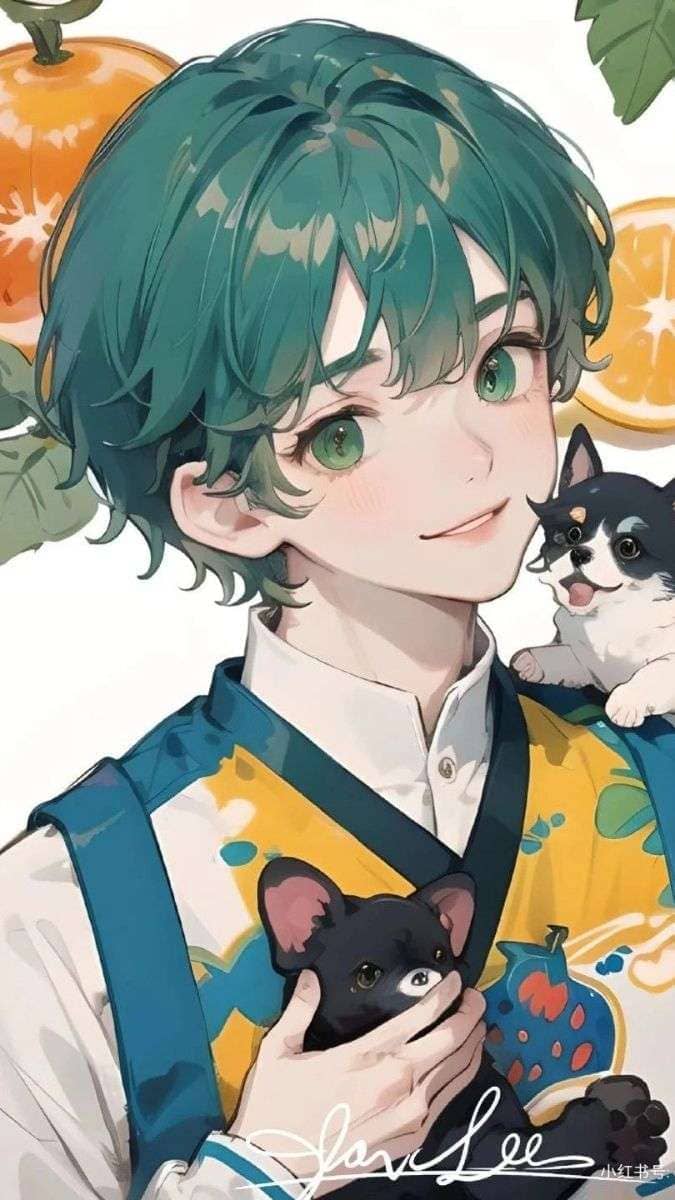 Hình nền điện thoại anime nam đẹp trai cùng những con vật dễ thương