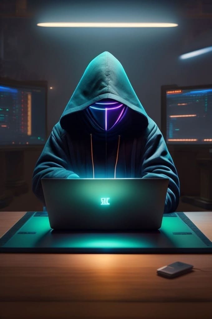 Hình nền điện thoại bá đạo về hacker trong phục áo khoác chùm kín đầu