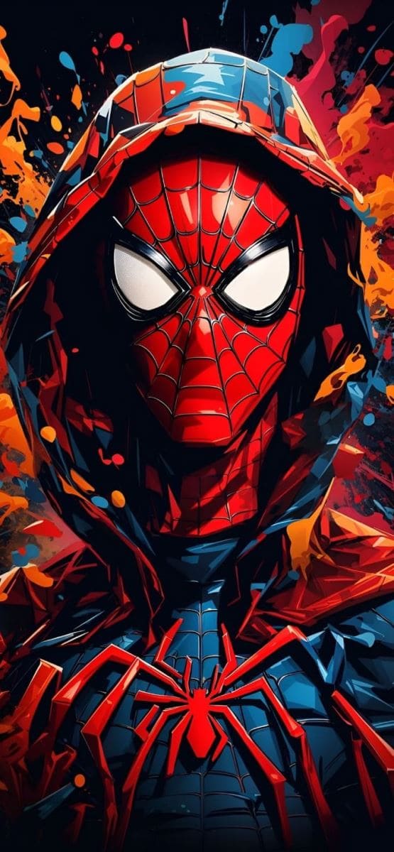 Hình nền điện thoại người nhện với chiếc áo trùm đầu cực ngầu