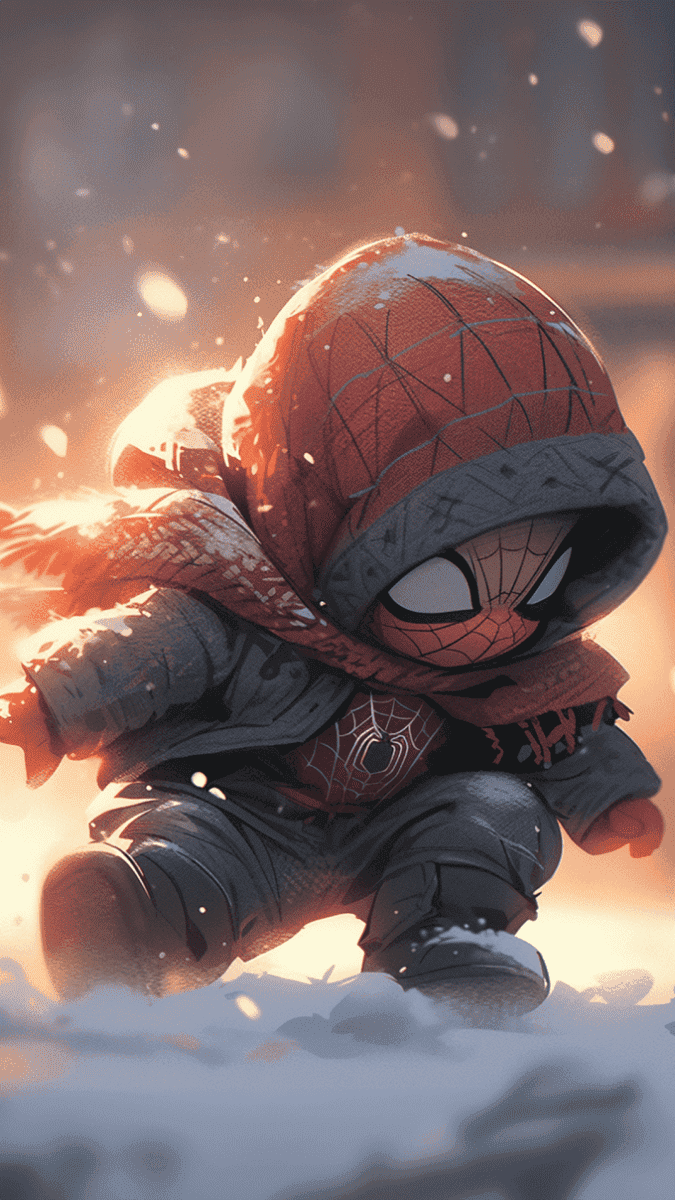 Hình nền điện thoại cậu bé người nhện anime với chiếc khăn quàng cổ rất cute