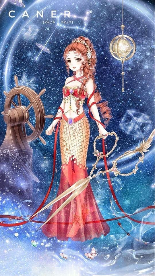 Hình nền điện thoại anime nữ với trang phục đẹp và cây kéo trên tay