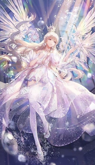 Hình ảnh anime nữ với vương miên công chúa đẹp như tiên dáng trần