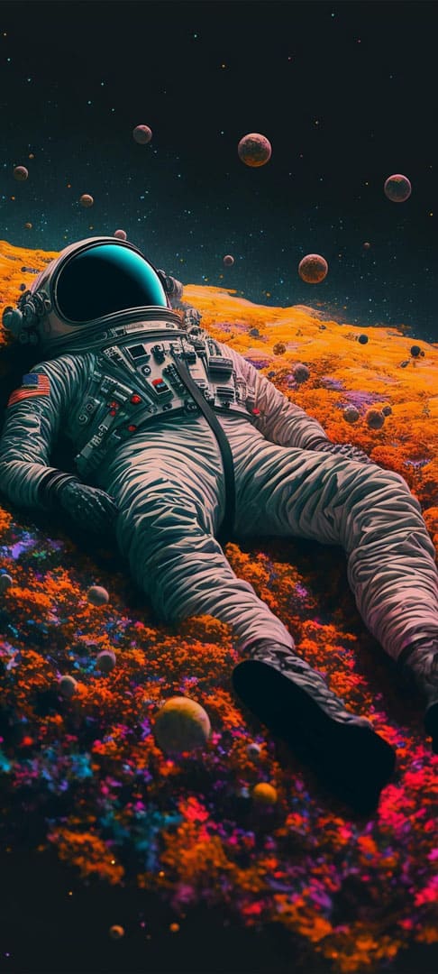 Hình nền điện thoại phi hành gia đang nằm trãi nghiệm trên hành tinh mới