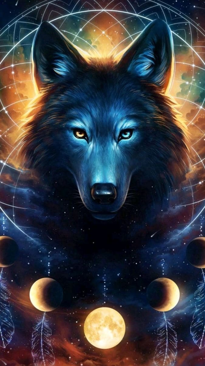 Hình nền điện thoại chú chó sói đen ma thuật