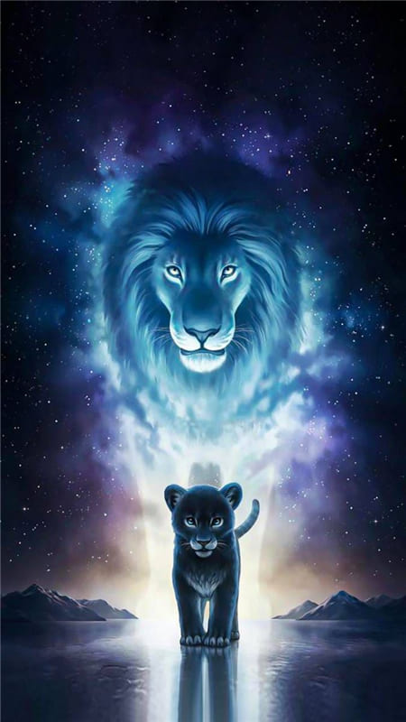 Hình ảnh hai cha con sư tử tuyệt đẹp làm hình nền điện thoại