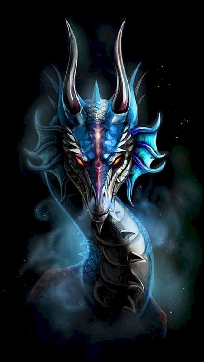 Hình nền điện thoại đẹp huyền bí về chú rồng hiển linh trong bóng đêm