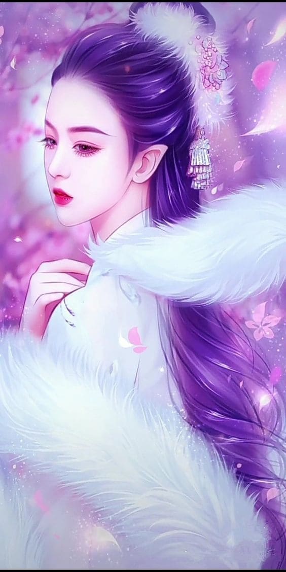 Hình nền điện thoại nghệ thuật cô gái khoác lên mình bộ lông thú tuyệt đẹp