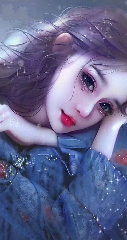 Hình nền điện thoại nghệ thuật về cô gái xinh đẹp chờ đợi với đôi mắt ngấn lệ