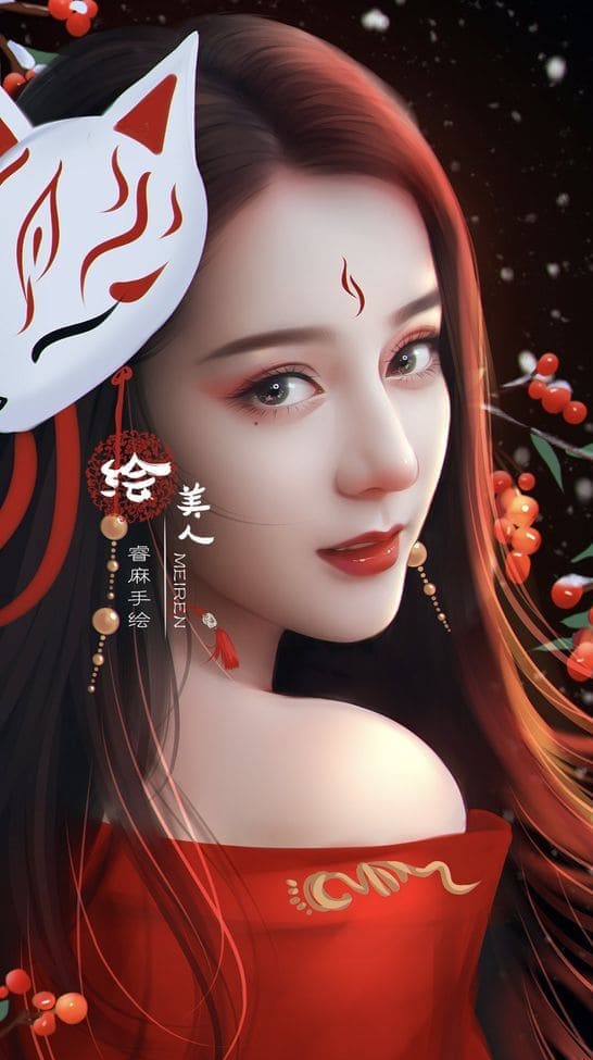 Hình nền điện thoại cô gái xinh đẹp với chiếc mặt nạ quyến rũ