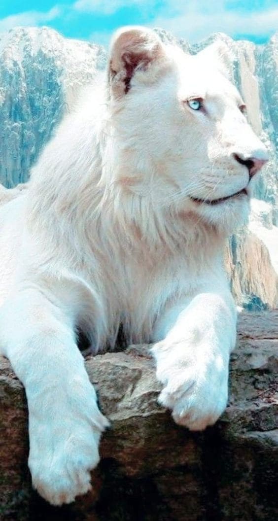 Hình nền điện thoại chú sư tử trắng quý hiếm tuyệt đẹp