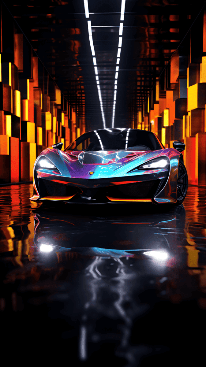 Hình nền điện thoại siêu xe với sắc màu đẹp kết hợp với những khối màu vàng nghệ thuật