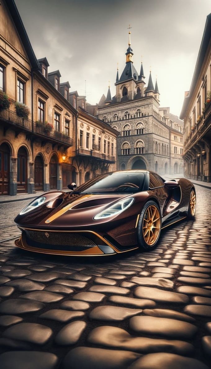 Hình nền điện thoại 3D siêu xe và thành phố cổ tuyệt đẹp