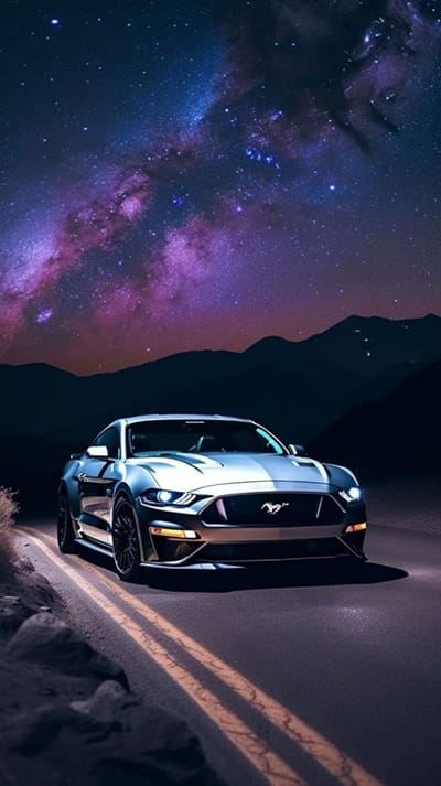 Hình ảnh 4k siêu xe đi trong đêm với bầu trời đầy sao tuyệt đẹp