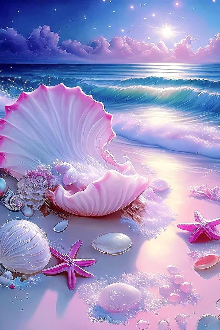 Xem hình ảnh AI Bãi biển với những viên ngọc trai va sao biển tuyệt đẹp