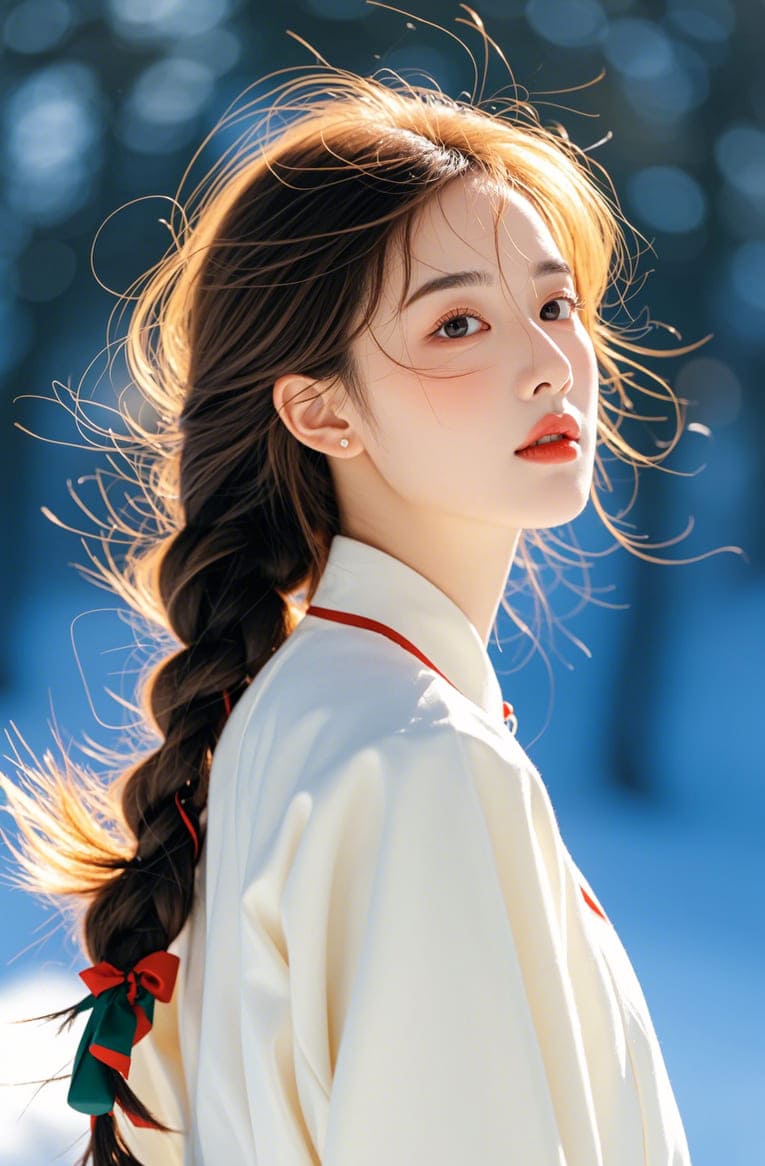 Hình nền điện thoại AI thiếu nữ có bộ váy trắng cùng với gương mặt đẹp như thiên thần