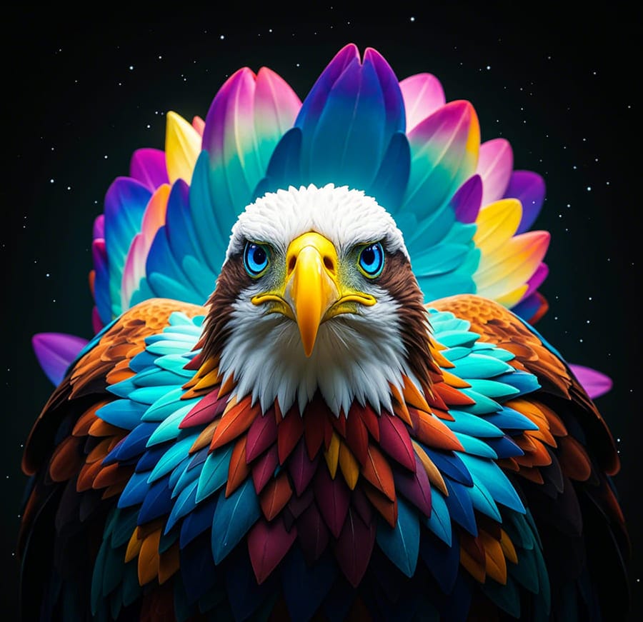 Xem hình ảnh AI Chú chim đại bàng với sắc màu sặc sỡ