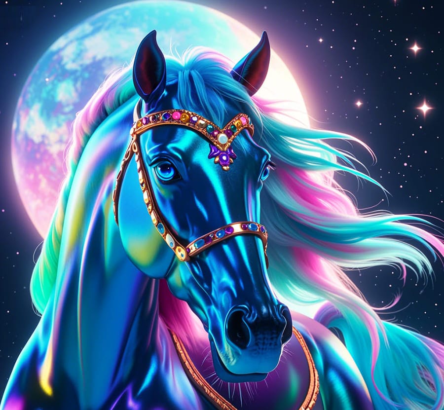 Xem hình ảnh AI Chú ngựa với sắc màu rực rỡ