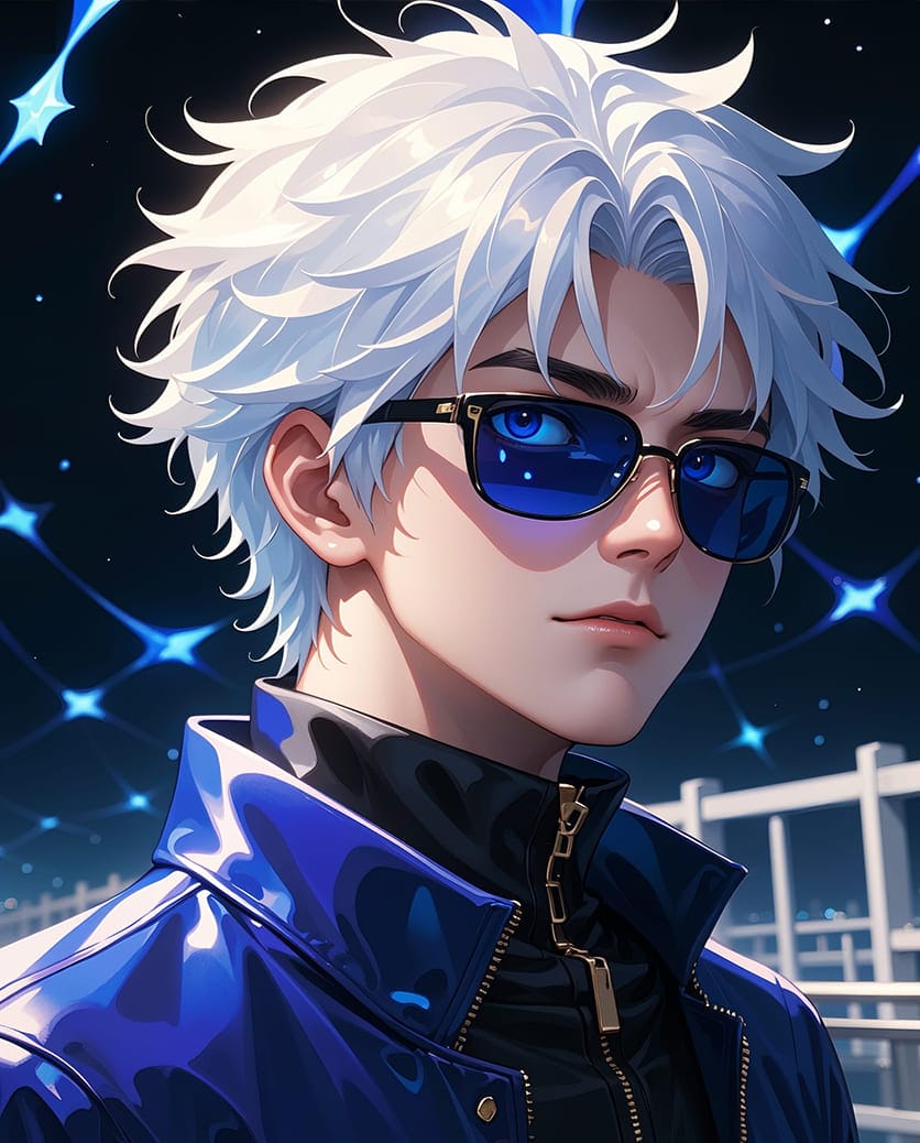 Xem hình ảnh AI Nam thần có mái tóc bạch kim và đeo cặp kính xanh cực ngầu