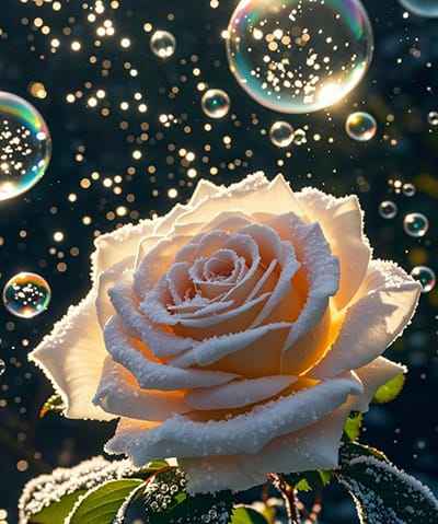 Xem hình ảnh AI  Xem ảnh AI bông hoa hồng cùng những hạt bong bóng nước tuyệt đẹp