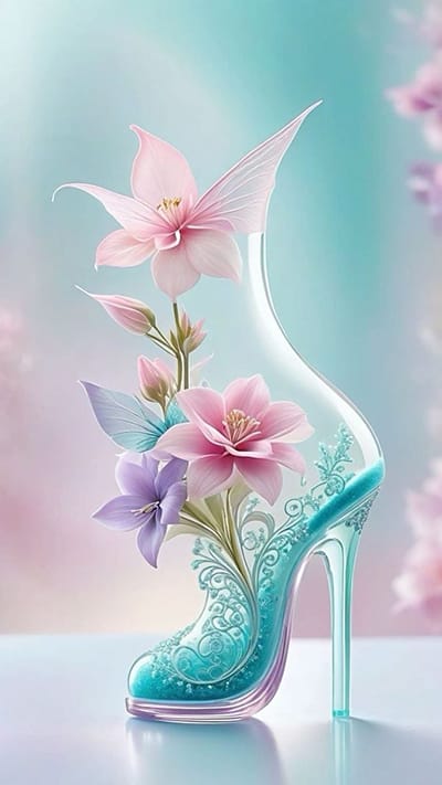 Xem hình ảnh AI Chiếc giày trang trí những bông hoa nghệ thuật