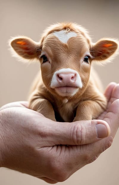 Xem hình ảnh AI Chú bê con trong lòng bàn tay