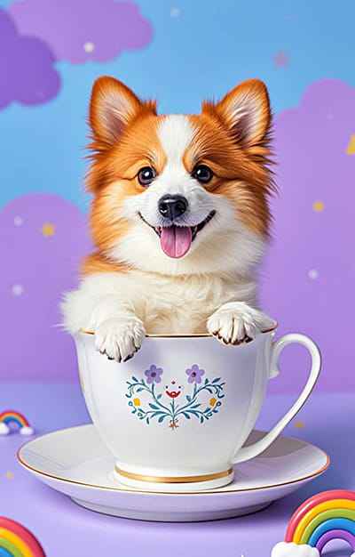 Xem hình ảnh AI Chú cún dễ thương trong chiêc cốc đẹp