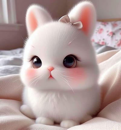 Xem hình ảnh AI Chú thỏ trắng với đôi má hồng tuyệt đẹp