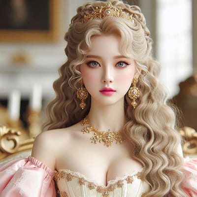 Xem hình ảnh AI Cô gái cuốn hút với mái tóc xoan cùng trang sức quý giá