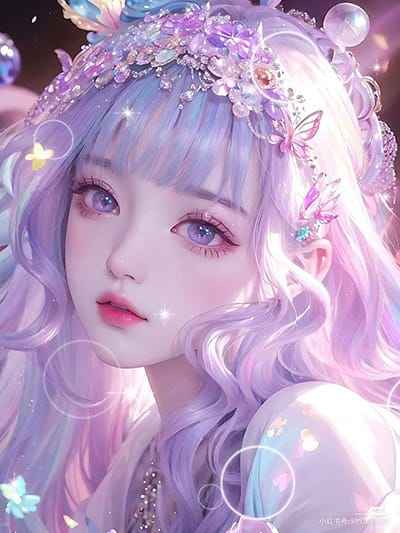 Xem hình ảnh AI Cô gái với chiếc nơ trang trí ngọc quý hiếm và những con bướm xinh