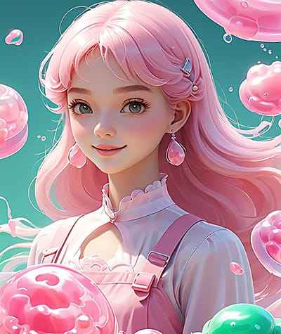 Xem hình ảnh AI Cô gái xinh đẹp với mái tóc màu hồng nữ tính