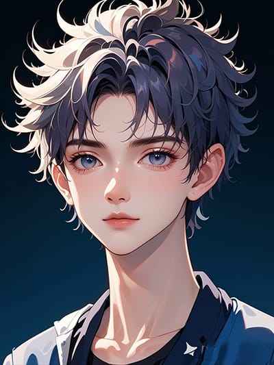 Xem hình ảnh AI anime nam cuốn hút với đôi mắt màu xanh xám và gương mặt đẹp