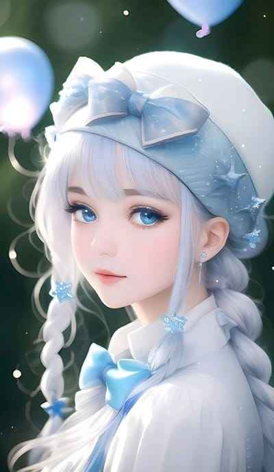 Xem hình ảnh AI Đôi măt xanh với chiếc nơ cài đầu đẹp như thiên thần