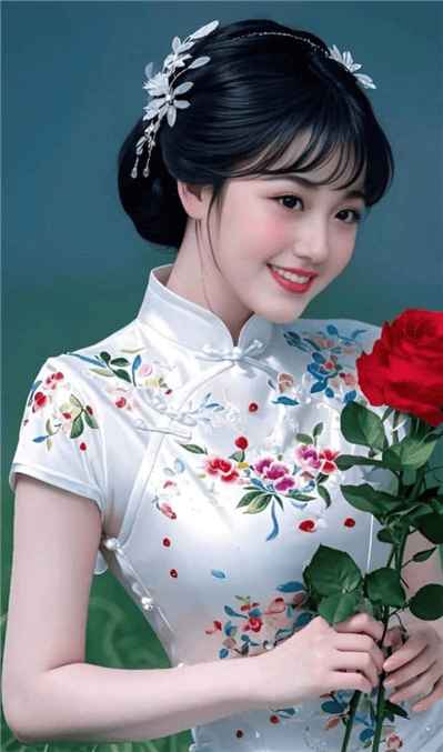 Bạn có nhận ra bông hoa hồng có gai trên tay cô gái rất đẹp không?