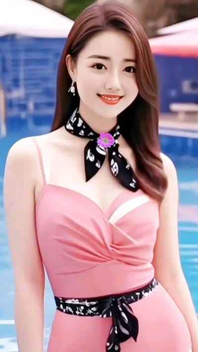 Ngắm nhìn bông hoa tím ghắn trên chiếc nơ của cô gái đẹp quá