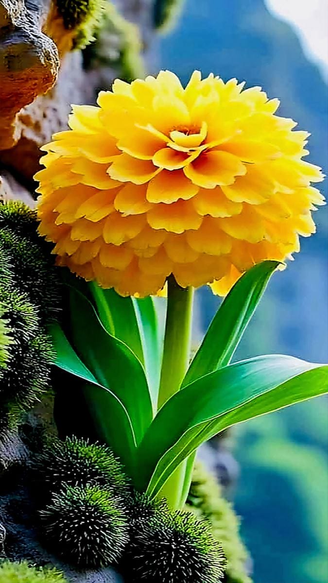 Hình ảnh bông hoa màu vàng với hàng ngàn cánh hoa sản phẩm AI