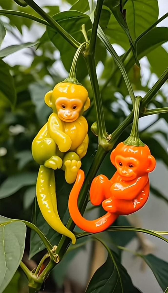 Hình ảnh cây ớt có quả hình những chú khỉ sản phẩm của AI