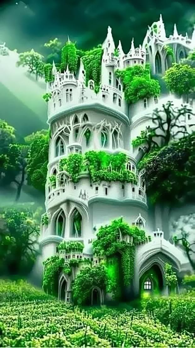 Hình ảnh lâu đài xanh tuyệt đẹp được tạo ra từ công nghệ AI