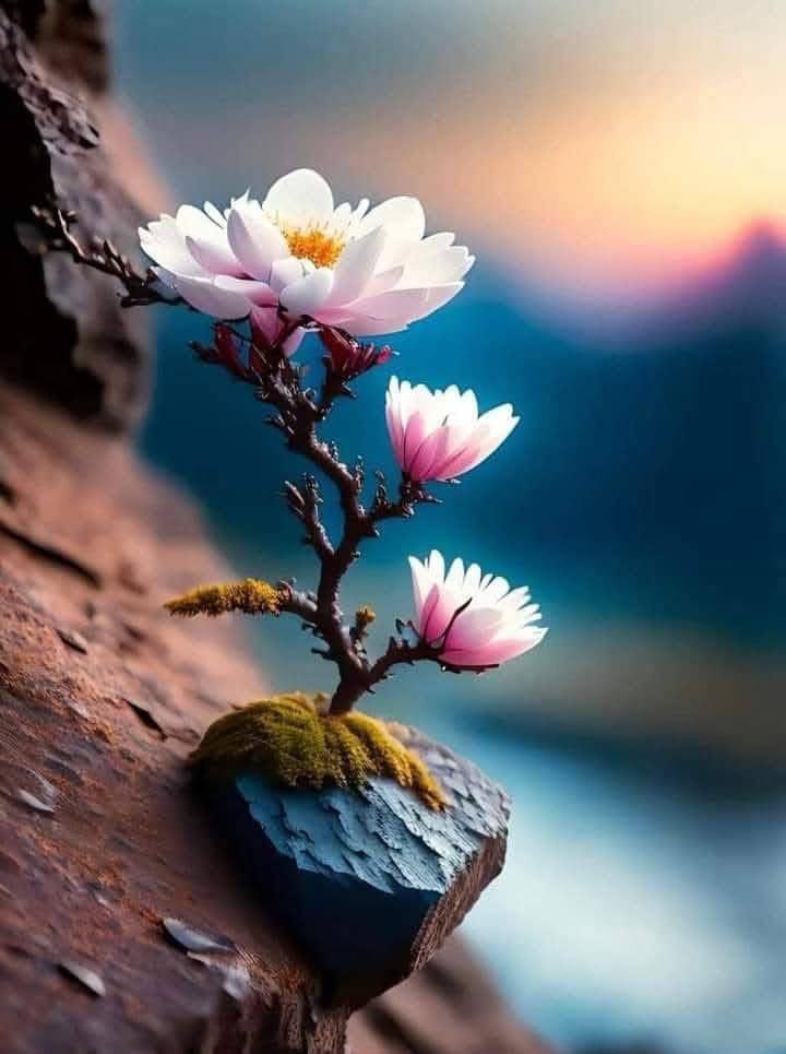 Hình ảnh cây hoa anh đào trên đỉnh núi cao tuyệt đẹp sản phẩm từ AI