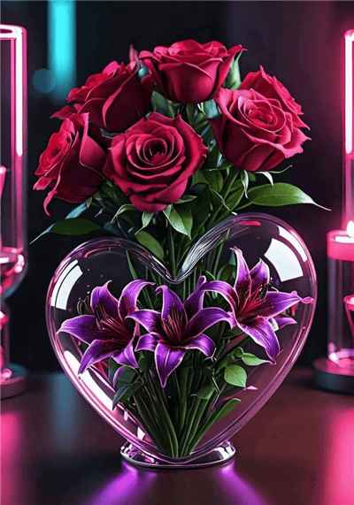 Hình ảnh bình hoa hồng hình trái tim tuyệt đẹp