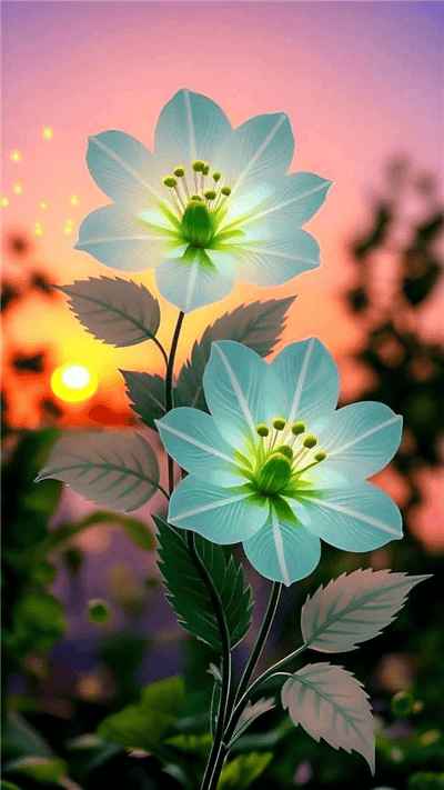 Hình ảnh những bông hoa rực sáng trên bầu trời sản phẩm từ AI