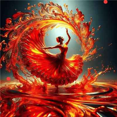 Hình ảnh cô gái múa nước rực rỡ sản phẩm từ AI