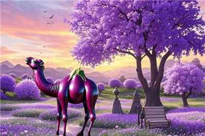 Hình ảnh quả cà tím hình chú lạc đà đẹp ngộ nghĩnh sản phẩm từ AI