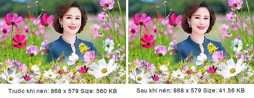 Dung lượng ảnh trước và sau khi nén