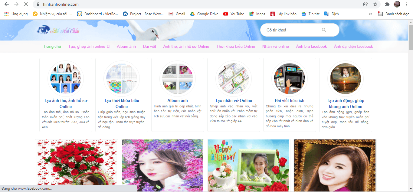 Hình ảnh trang chủ của hinhanhonline.com